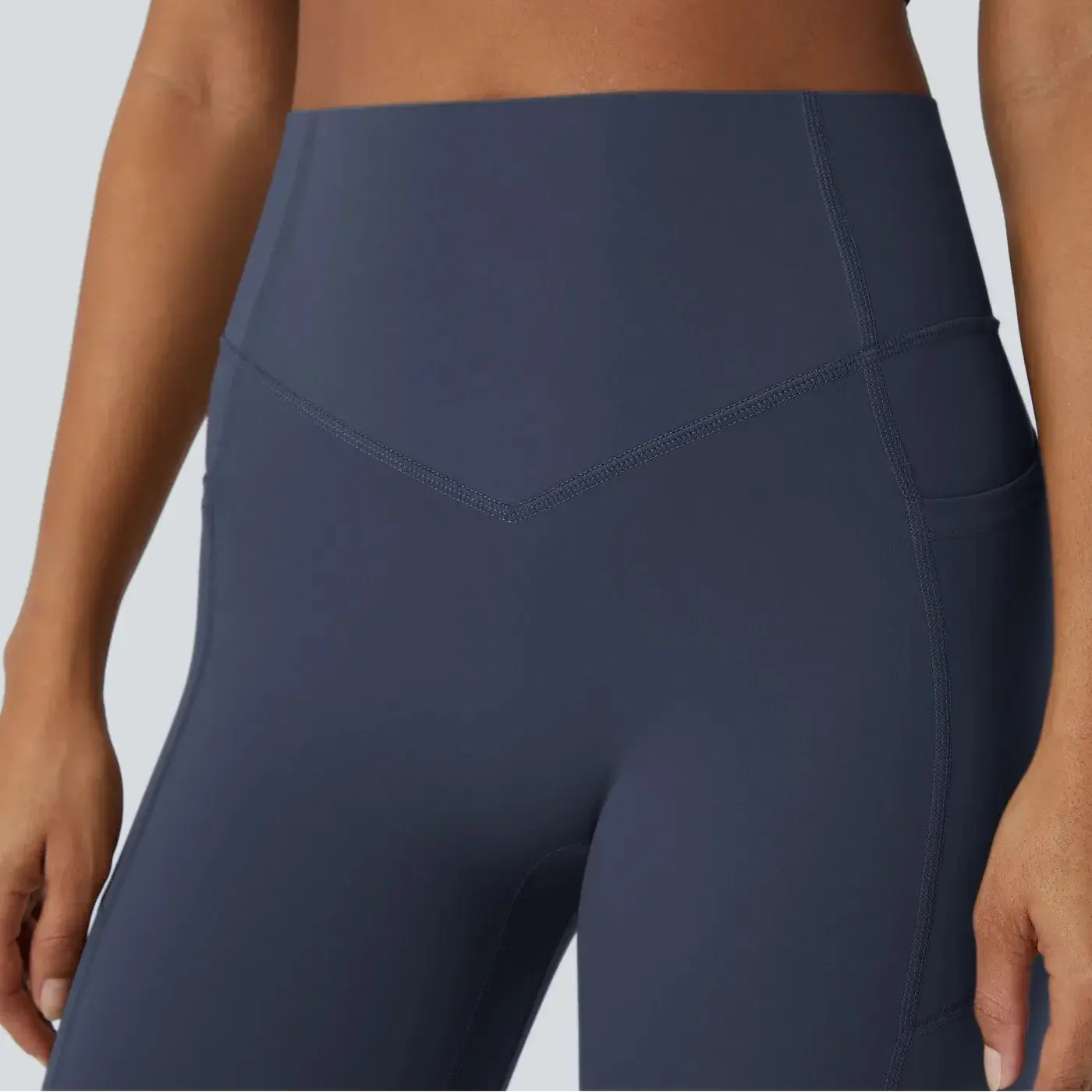 High waist diamond waistband leggings showing tummy control compression