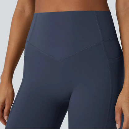 High waist diamond waistband leggings showing tummy control compression