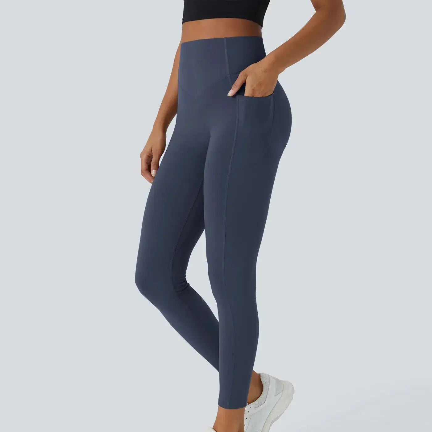 High waist diamond waistband leggings showing tummy control compression