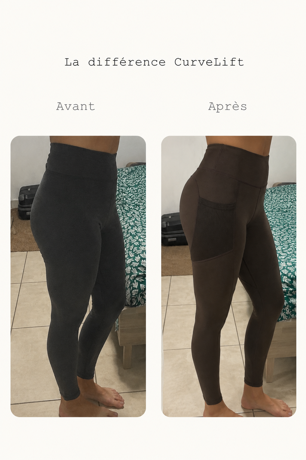 CurveLift sculpting leggings in Dawn Brown – fit comparison