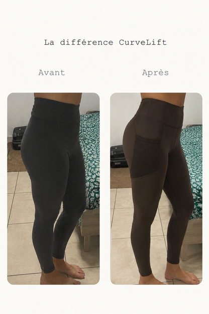 CurveLift sculpting leggings in Dawn Brown – fit comparison