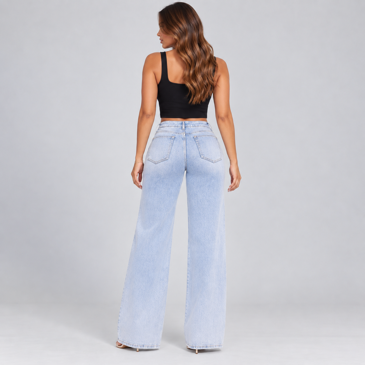 Liftiva BBL Stretch Wide-Leg Jeans back full-body view