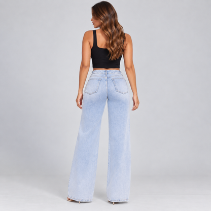 Liftiva BBL Stretch Wide-Leg Jeans back full-body view