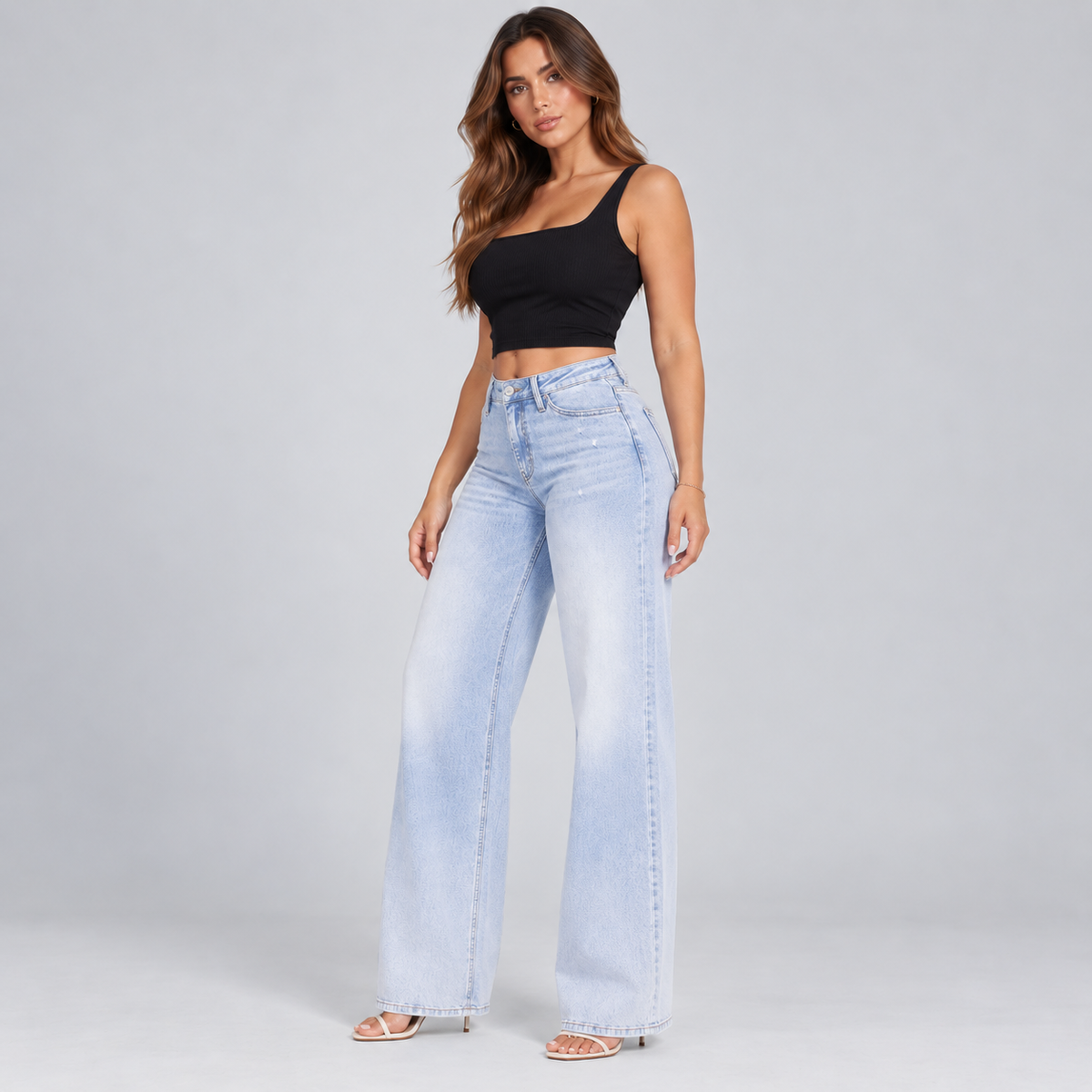 Liftiva BBL Stretch Wide-Leg Jeans front three-quarter view