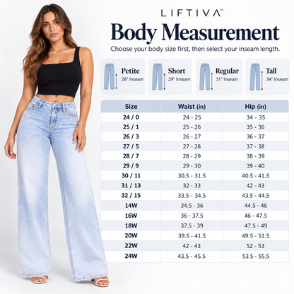 Liftiva BBL jeans body measurement size chart