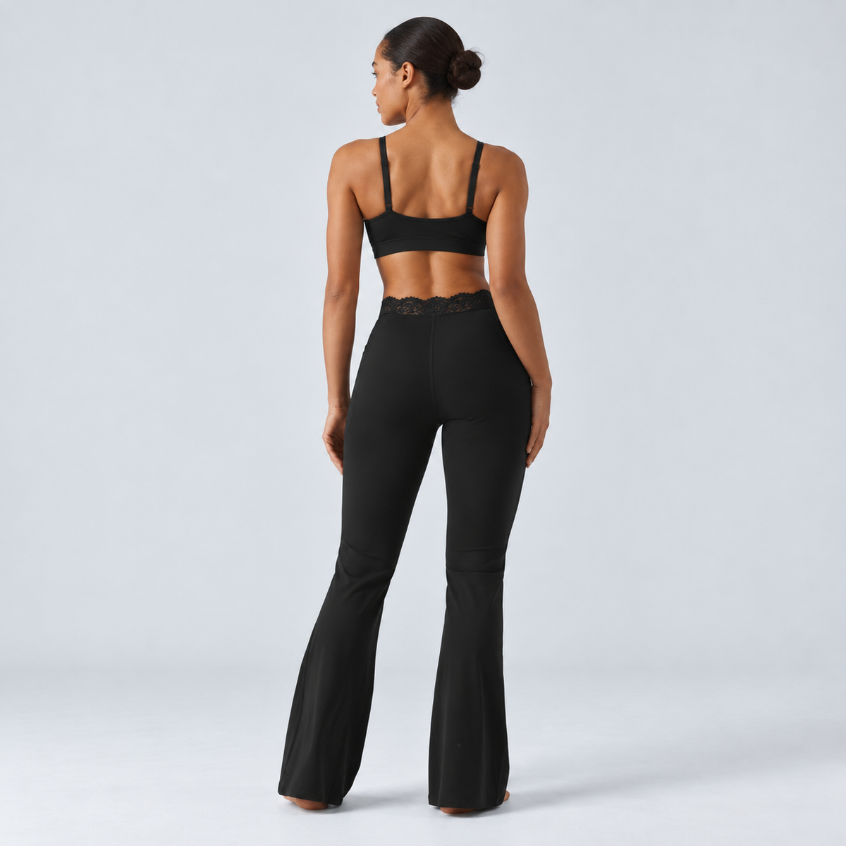 Liftiva LaceContour Flare Pants - Black - full-length back view