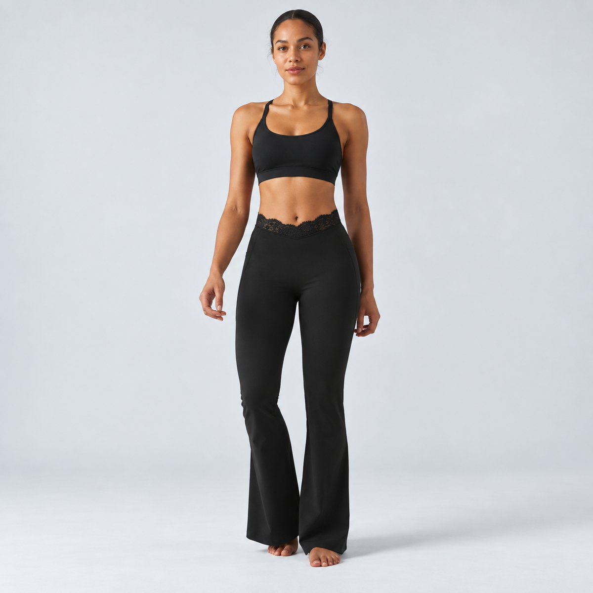 Liftiva LaceContour Flare Pants - Black - front view