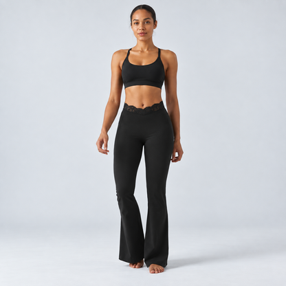 Liftiva LaceContour Flare Pants - Black - front view