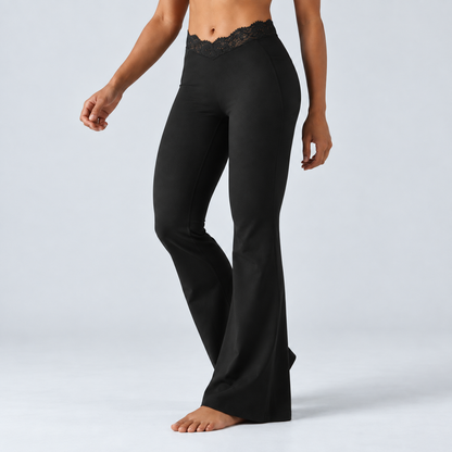 Liftiva LaceContour Flare Pants - Black - three-quarter pants view