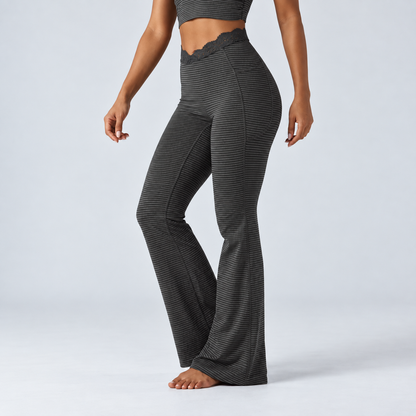 Liftiva LaceContour Flare Pants - Steel Stripe - three-quarter front view
