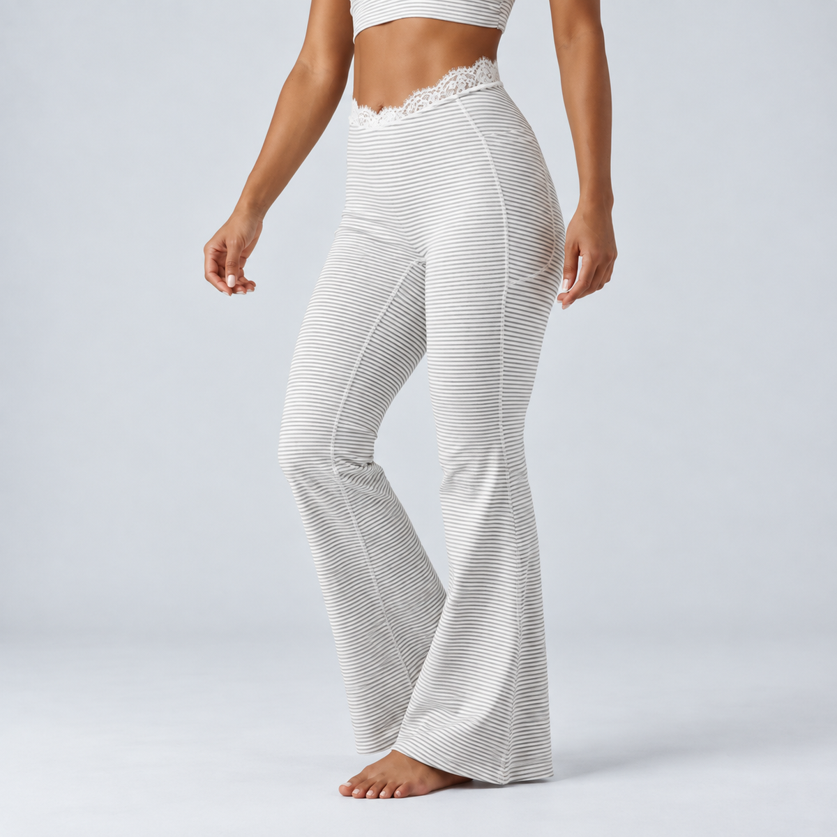 Liftiva LaceContour Flare Pants - Zebra Ripple - three-quarter front view