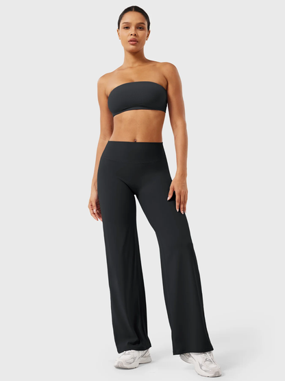 Liftiva black high-waisted straight-leg yoga pants front view
