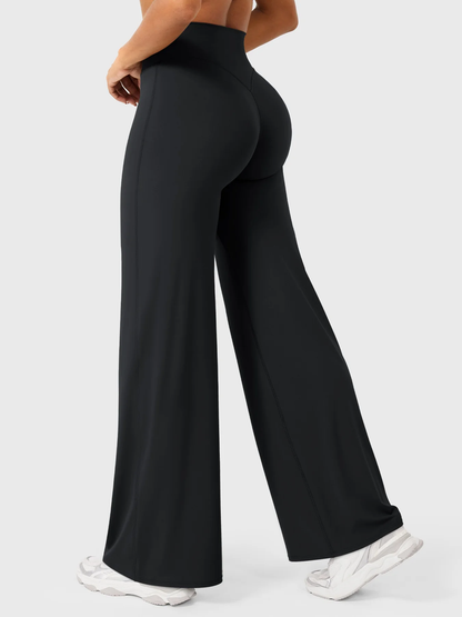 Liftiva black straight-leg yoga pants rear and leg detail